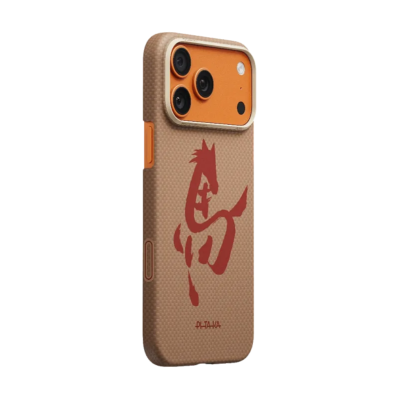 Чехол PITAKA Ultra-Slim Case для iPhone 17 Pro Max Ink Horse, золотой
