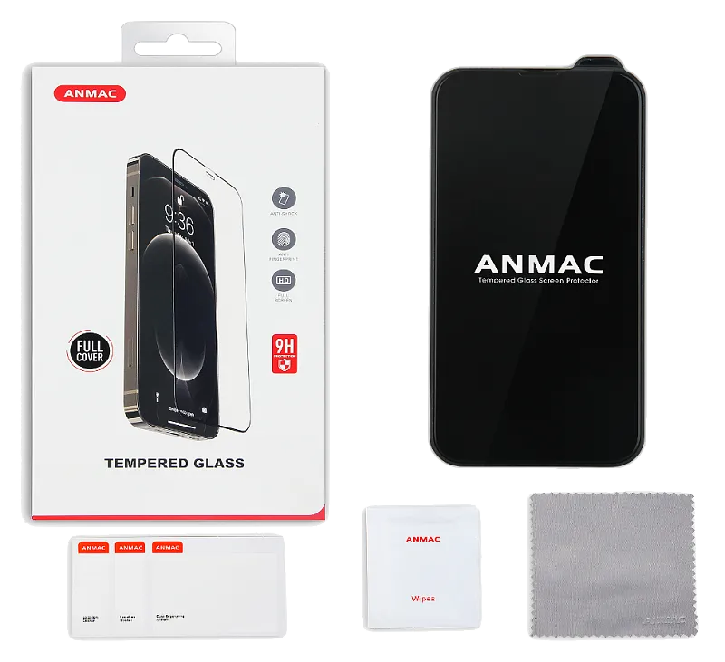 Защитное стекло iPhone 13 Pro Max/14 Plus Full Cover черное ANMAC