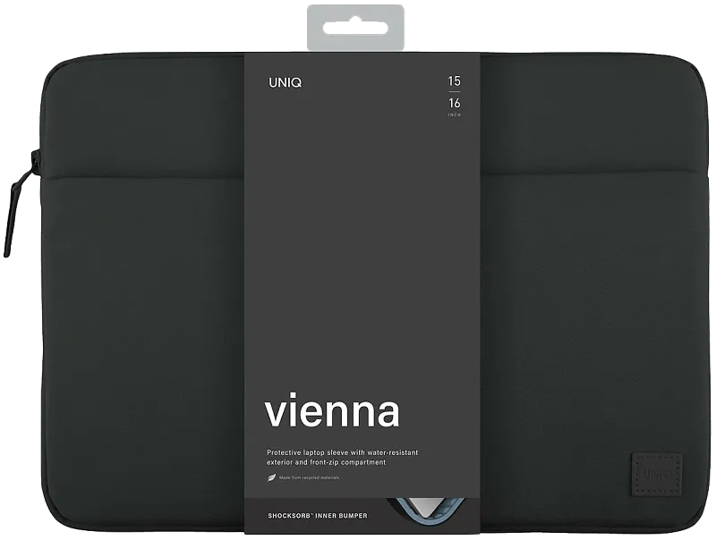 Чехол Uniq для ноутбуков 16" Vienna RPET fabric Laptop sleeve (ShockSorb) Midnight Black