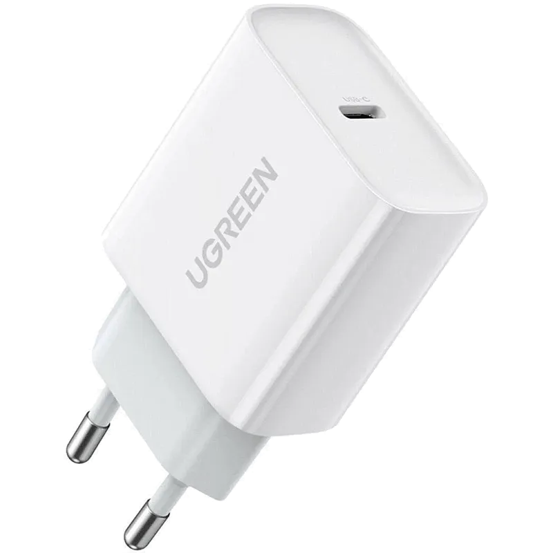 Зарядное устройство UGREEN CD137 Fast Charging Power Adapter With PD 20W EU, белый