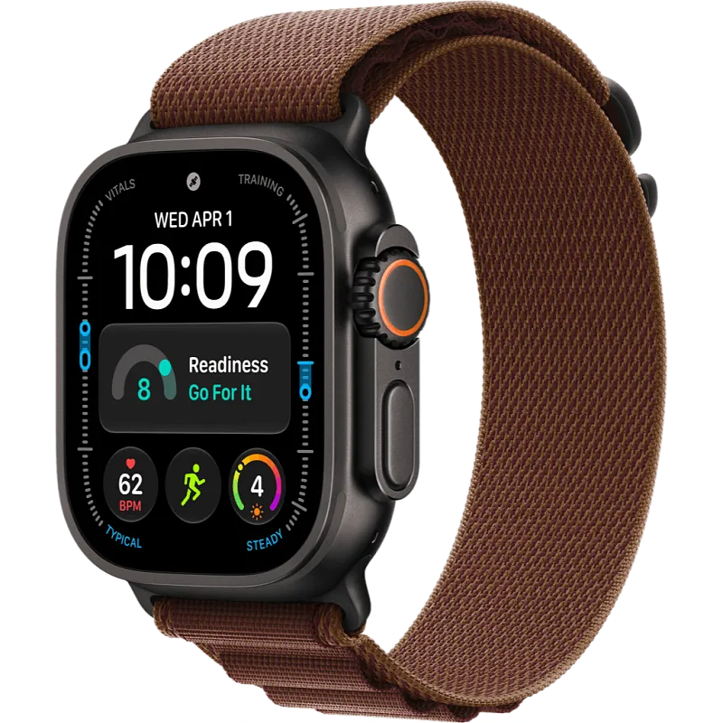 Apple Watch Ultra 4, 49 мм, корпус из чёрного титана, ремешок Alpine цвета бургунди