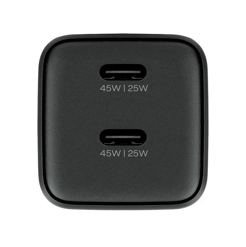 Сетевое зарядное устройство uBear Bridge, GaN, 45 Вт, 2xUSB-C, чёрный