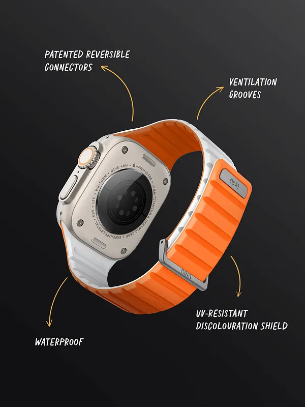 Ремешок Uniq для Apple Watch 41/40/38 mm Revix EVO reversible Magnetic Powder Blue/White