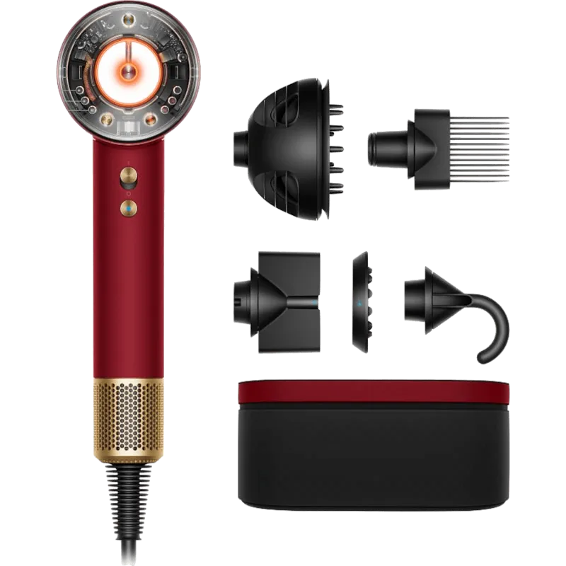 Фен Dyson Supersonic Nural HD16 для кудрявых волос (Curly+Coily) Красный бархат/Золото с кейсом