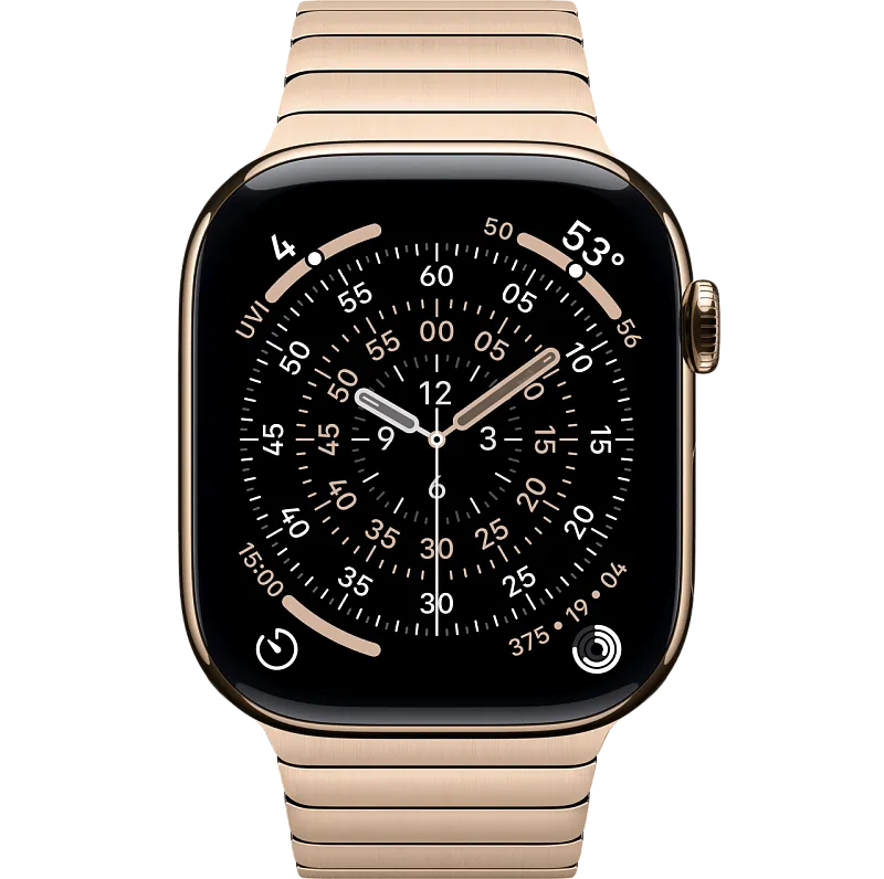 Apple Watch Series 11, 46 мм, корпус из титана цвета «золотистый титан», Link браслет