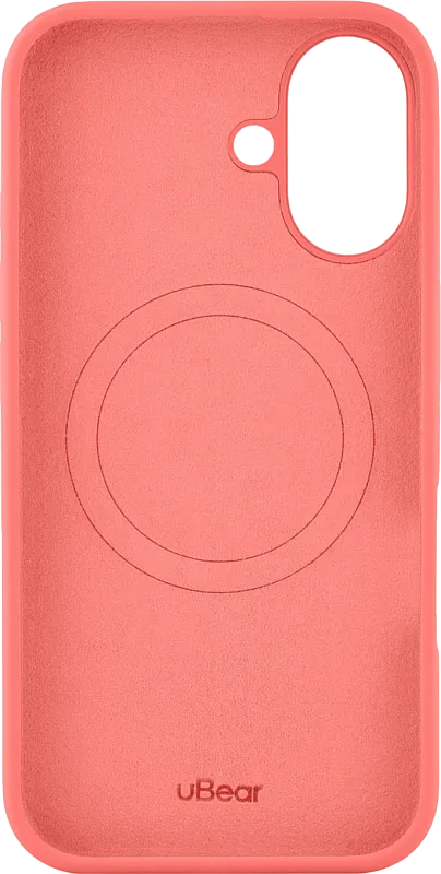 Чехол защитный uBear Touch Mag Case для iPhone 16, MagSafe совместимый, силикон, софт-тач, коралловый