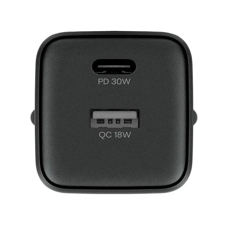 Сетевое зарядное устройство uBear Bridge 30W, 2 ports (USB-A, USB-C), чёрный