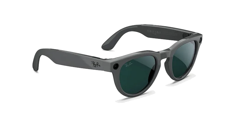 Умные очки Ray-Ban Meta Headliner (Gen 2), серый глянец (Shiny Asteroid Grey), линзы-хамелеон «изумрудный/прозрачный» (Clear to Emerald Transitions), оправа с высокой переносицей