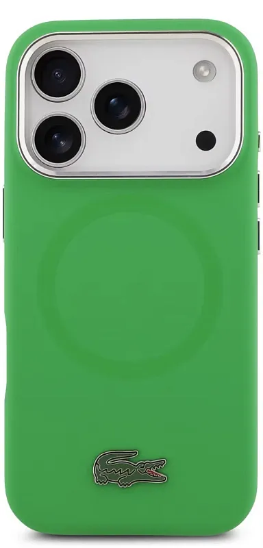 Чехол Lacoste для iPhone 17 Pro Max Liquid silicone Lacquer Metal logo & Camera Hard, «эстрагон»