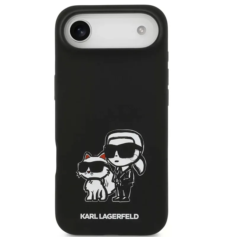 Чехол Lagerfeld для iPhone Air Liquid Silicone Sketch Karl&Choup Metal cam Hard, чёрный