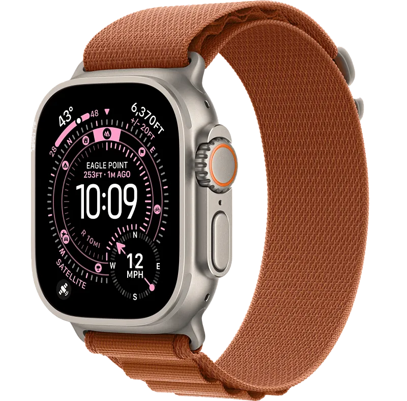 Apple Watch Ultra 3, 49 мм, корпус из бежевого титана, ремешок Alpine терракотового цвета