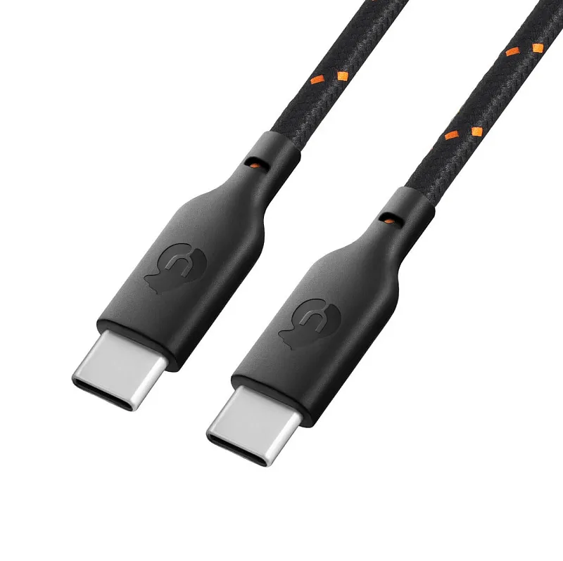 Кабель зарядный uBear Trend Cable USB-C/USB-C 1.2м, 60W, чёрно-оранжевый