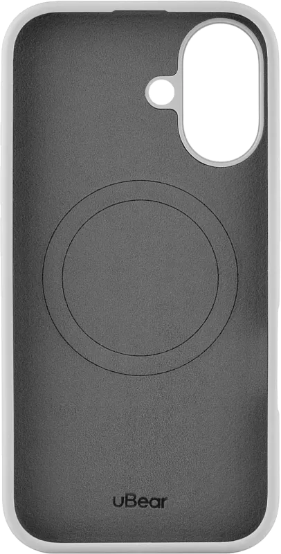 Чехол защитный uBear Touch Mag Case для iPhone 16, MagSafe совместимый, силикон, софт-тач, светло-серый