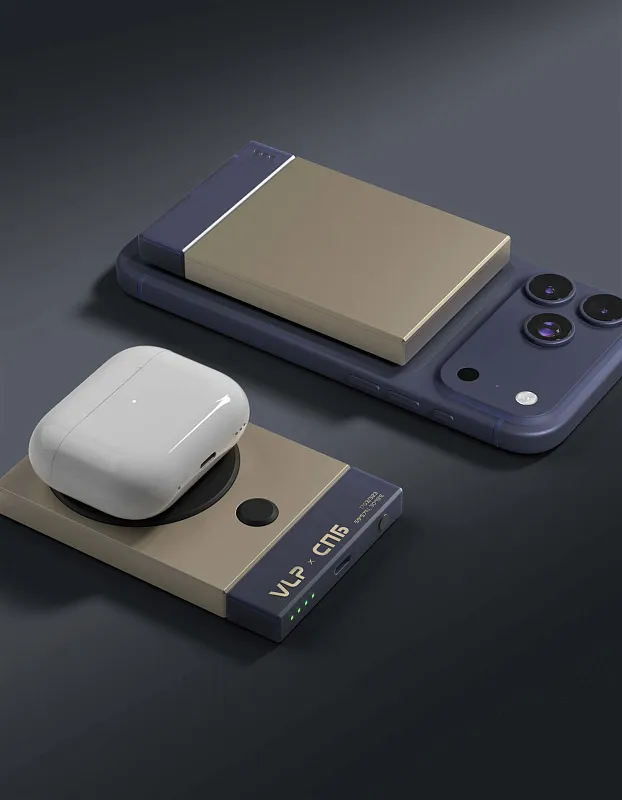 Внешний аккумулятор VLP NEO MagSafe, Qi2, 5000 mAh, 3A, USB-C, "Северное лето"