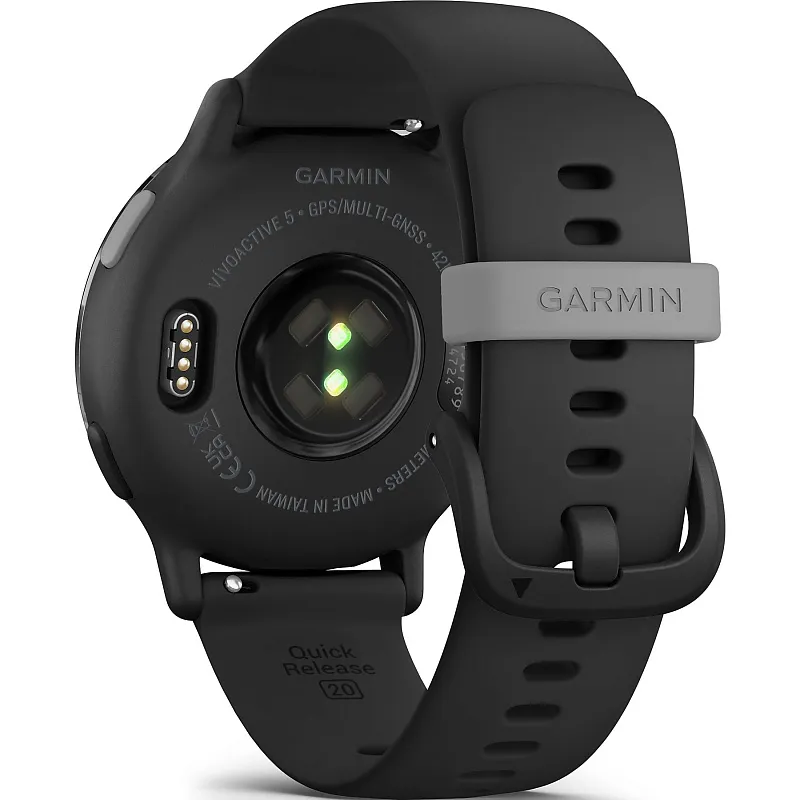 Смарт-часы Garmin Vivoactive 5, черные с серым безелем и силиконовым ремешком, 42 мм