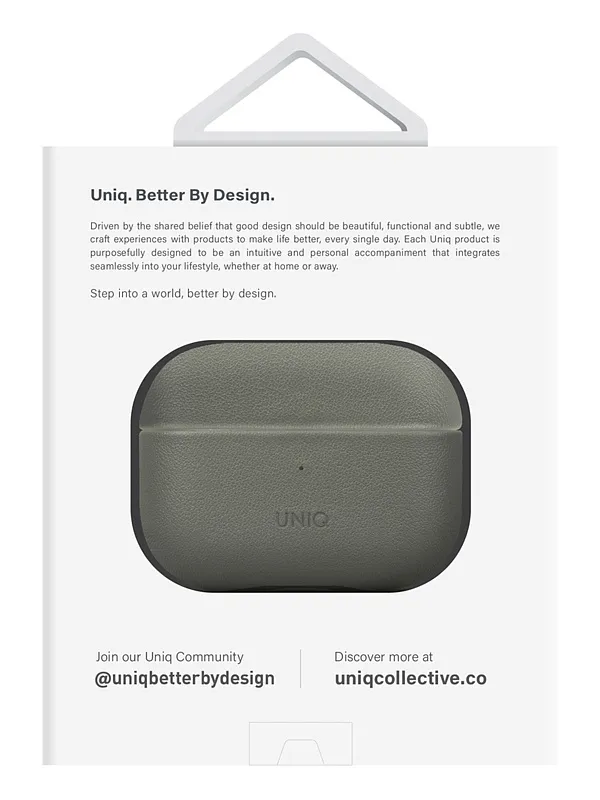 Чехол Uniq для Airpods Pro 2 Terra Genuine Leather with handstrap Lichen Green