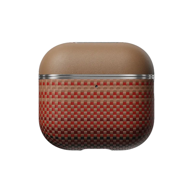 Чехол PITAKA из арамидного волокна и кожи для AirPods 4, «закат» (Sunset)