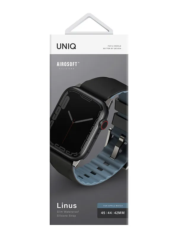 Ремешок Uniq для Apple Watch 49/45/44/42 mm Linus Airosoft silicone strap Black