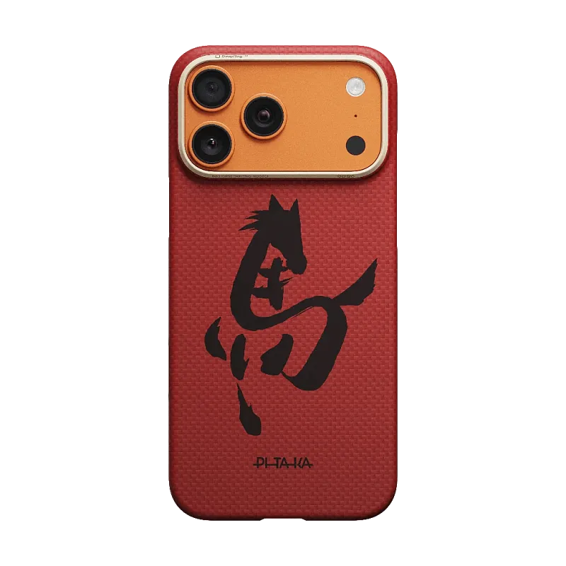 Чехол PITAKA Ultra-Slim Case для iPhone 17 Pro Max Ink Horse, красный
