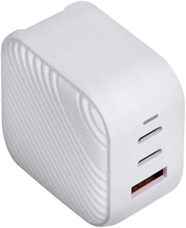 Сетевое зарядное устройство Uniq Verge Pro GaN66 2 USB-C +USB-A Smart IQ (total 66W) White