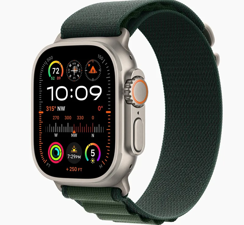 Apple Watch Ultra 2 GPS + Cellular, 49 мм, корпус из титана, ремешок Alpine темно-зеленого цвета