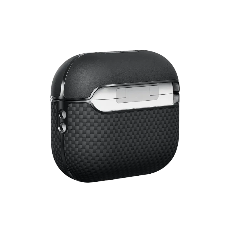 Чехол PITAKA из арамидного волокна и кожи для AirPods Pro 2, чёрный (1500D)