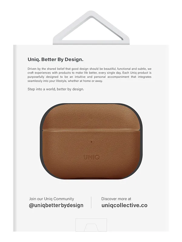Чехол Uniq для Airpods Pro 2 Terra Genuine Leather with handstrap Toffee Brown
