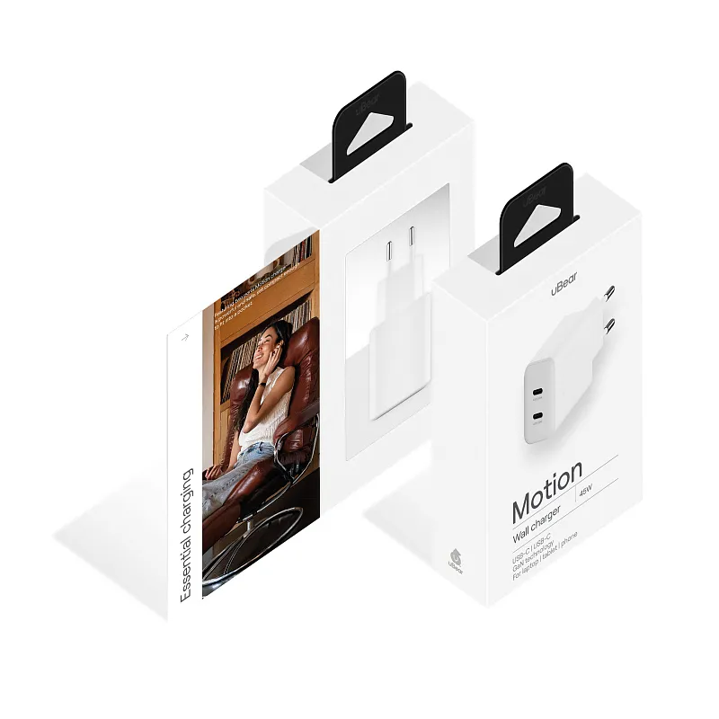Сетевое зарядное устройство uBear Motion, GaN, 45 Вт