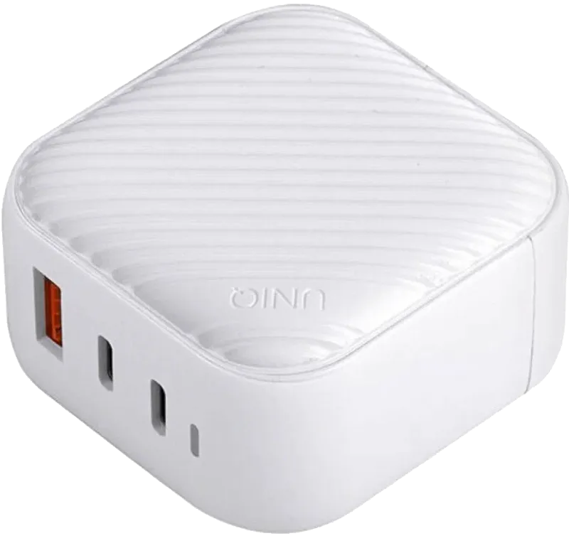 Сетевое зарядное устройство Uniq Verge Pro GaN66 2 USB-C +USB-A Smart IQ (total 66W) White