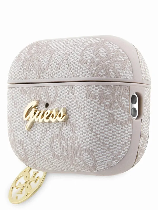 Чехол Guess для AirPods Pro 2 PU leather 4G with metal logo and Charm, Розовый