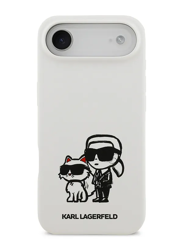 Чехол Lagerfeld для iPhone Air Liquid Silicone Sketch Karl&Choup Metal cam Hard, белый