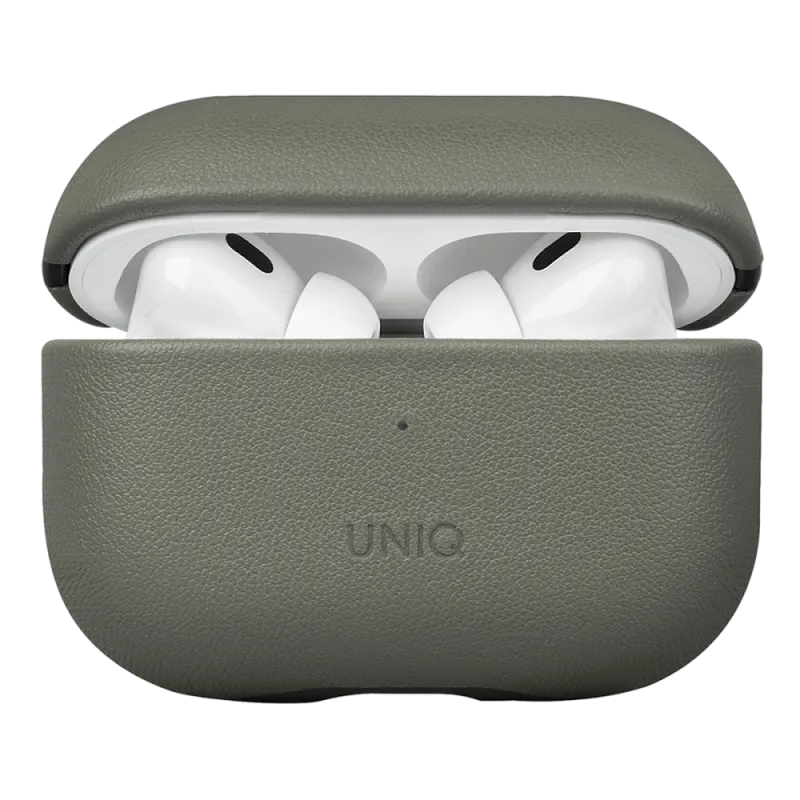 Чехол Uniq для Airpods Pro 2 Terra Genuine Leather with handstrap Lichen Green