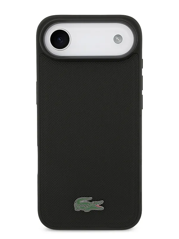 Чехол Lacoste для iPhone Air PVC Metal Lacquer logo Hard Black (MagSafe), чёрный