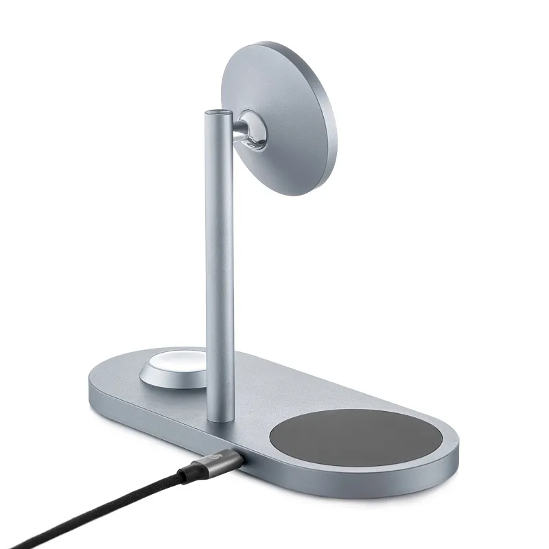 Беспроводное зарядное устройство uBear Stage Pro, 3-в-1, MagSafe совместимое, цвет серый космос