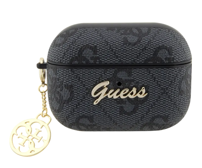 Чехол Guess для Airpods Pro 2 PU leather 4G with metal logo and Charm Black