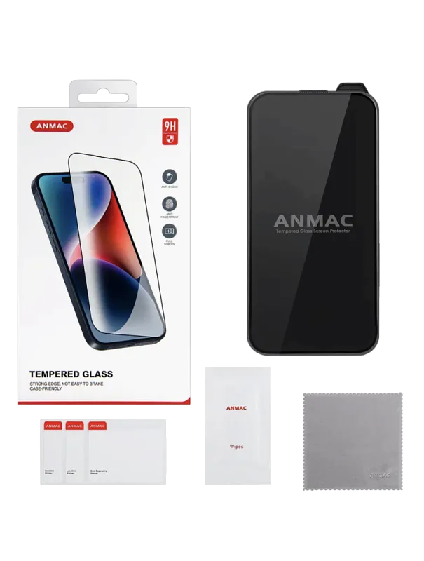 Защитное стекло iPhone 16 Pro / 17 / 17 Pro Full Cover черное ANMAC