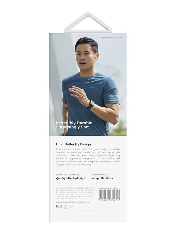 Ремешок Uniq для Apple Watch 49/45/44/42 mm Linus Airosoft silicone strap Black