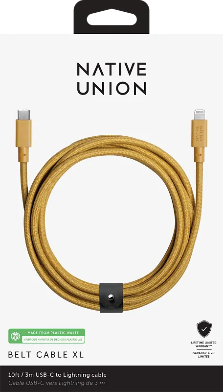Кабель зарядный Native Union USB-C/LIGHTNING, 3м, крафт