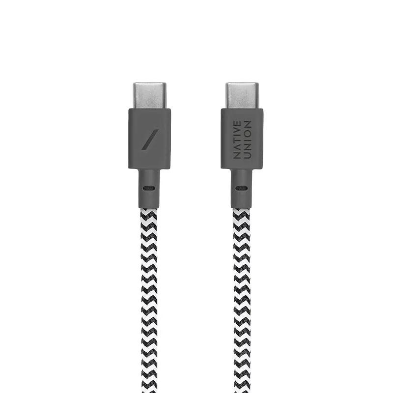Кабель зарядный Native Union USB-C - USB-C, 60Вт, 1,2м, зебра
