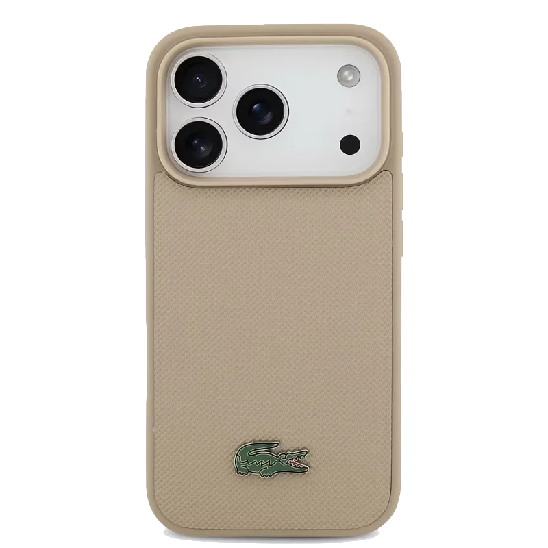 Чехол Lacoste для iPhone 17 Pro Max PVC Metal Lacquer logo Hard Taupe (MagSafe), «серо-коричневый»