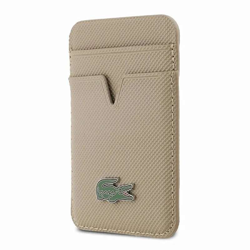 Lacoste магн. бумажник Wallet MagSafe Cardslot PVC Lacquer Metal logo Taupe, бежевый