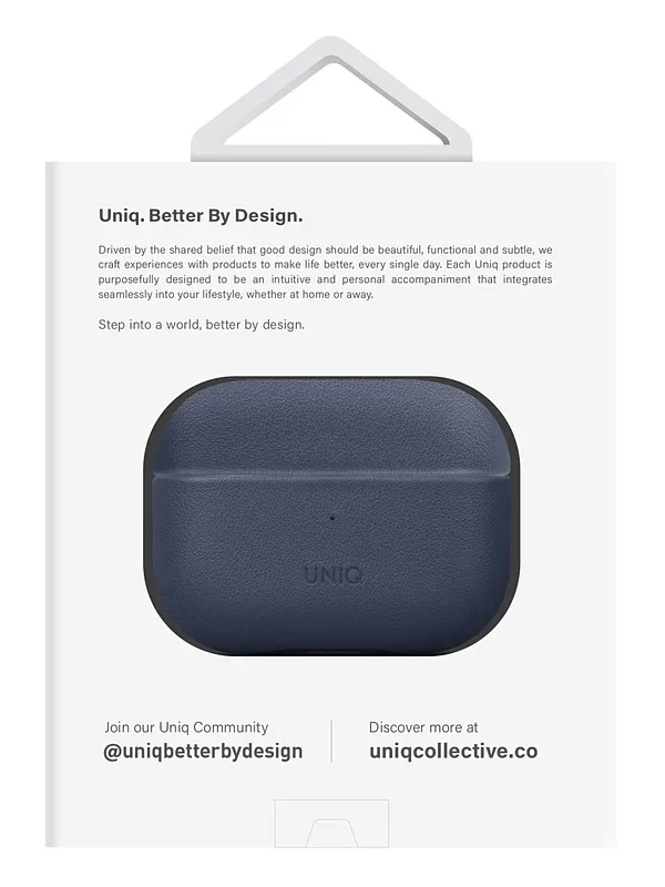 Чехол Uniq для Airpods Pro 2 Terra Genuine Leather with handstrap Space Blue