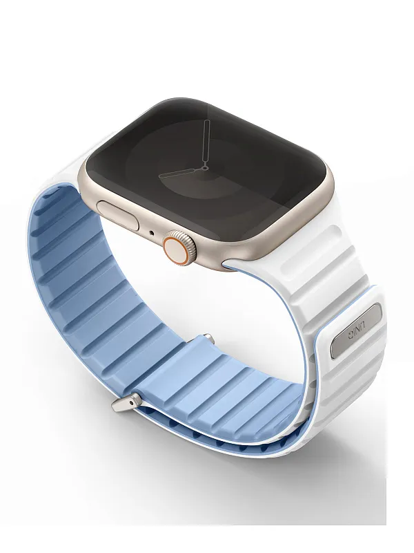 Ремешок Uniq для Apple Watch 41/40/38 mm Revix EVO reversible Magnetic Powder Blue/White