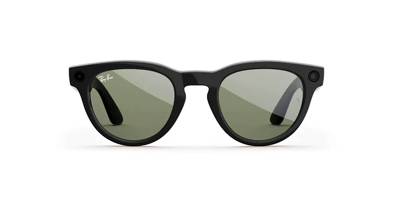Умные очки Ray-Ban Meta Headliner (Gen 2), чёрный глянец (Shiny Black), зелёные (Green) линзы, оправа с низкой переносицей
