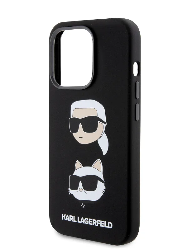 Чехол Lagerfeld для iPhone 15 Pro чехол Liquid Silicone NFT Karl & Choupette heads Hard Black