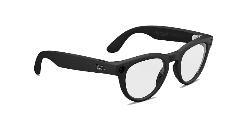 Умные очки Ray-Ban Meta Headliner (Gen 2), матовый чёрный (Matte Black), прозрачные (Clear) линзы, оправа с низкой переносицей