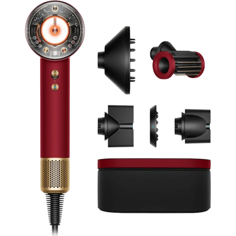 Фен Dyson Supersonic Nural HD16 для прямых волос (Straight+Wavy) Красный бархат/Золото с кейсом