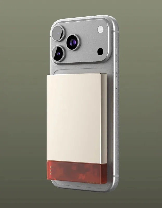 Внешний аккумулятор VLP NEO MagSafe, Qi2, 5000 mAh, 3A, USB-C, янтарно-серый