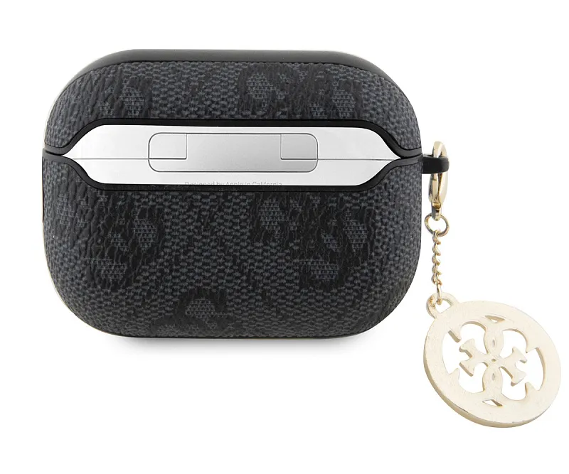 Чехол Guess для Airpods Pro 2 PU leather 4G with metal logo and Diamond charm Black