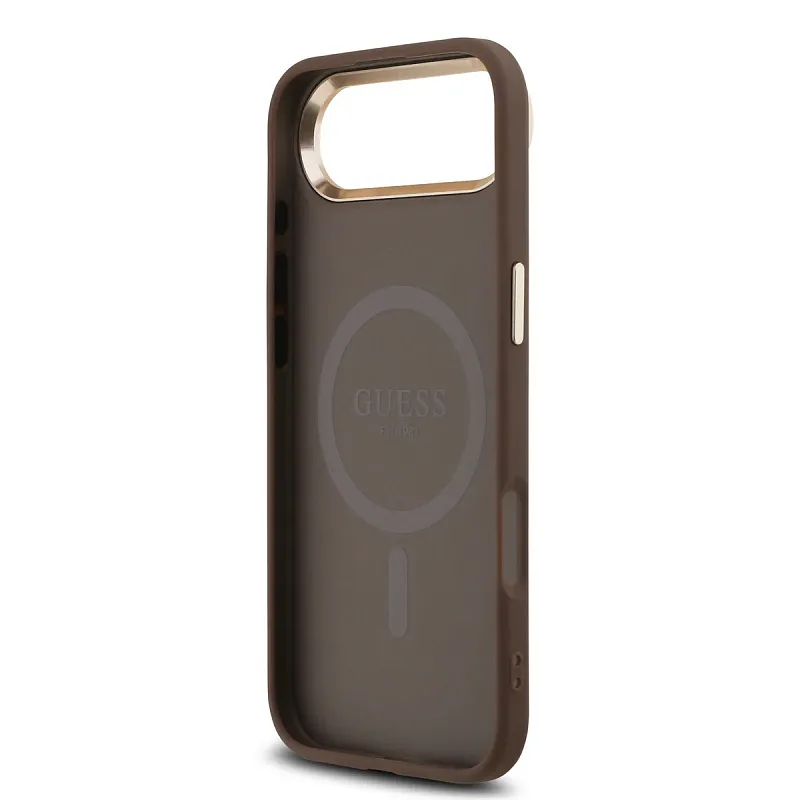 Чехол Guess для iPhone Air PU 4G Triangle Diamond metal logo Gold camera Hard, коричневый